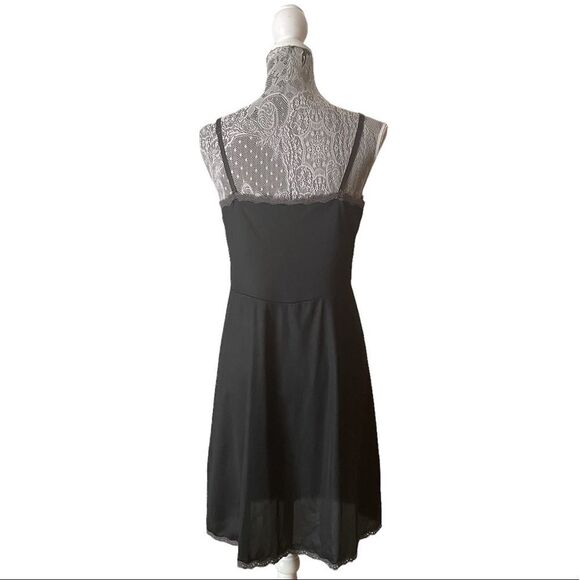 VINTAGE Lace Trim Nylon Slip Dress Gray - Picture 3 of 8